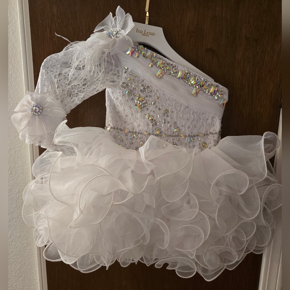 Girls White Pageant Cupcake Dress 4T